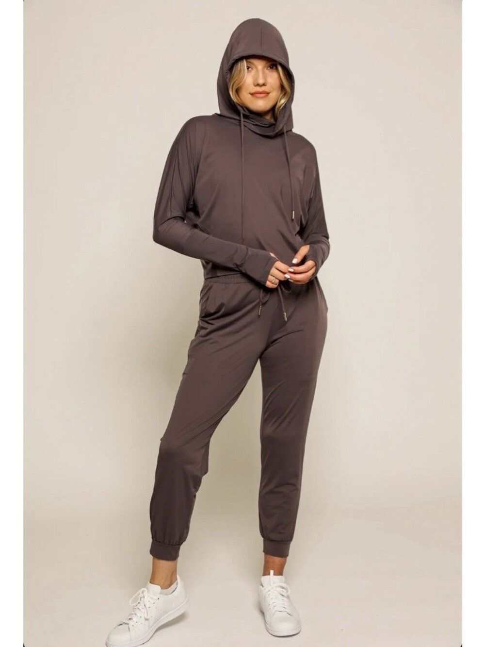 soleil sunwear long sleeve hoodie Pullover Jacket gray purple Plum Medium SPF 50